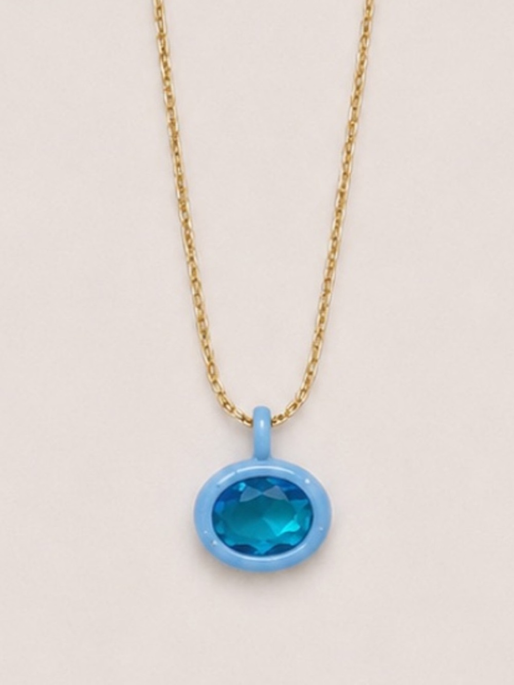 New! Blue Topaz Pendant 18K Gold Plated Necklace NWOT 5043
